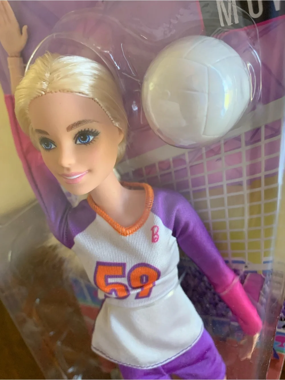 Barbie Made to Move Volleyball Doll White Purple Outfit Sporty MTM Swap Collect